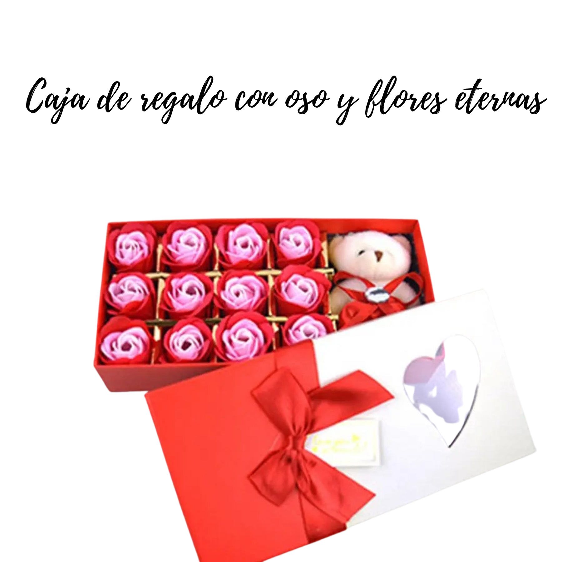 Caja De Regalo Con Oso Y Rosas Eternas